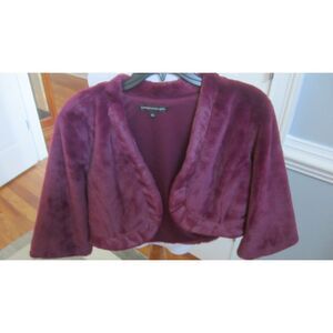 NWT PRETTY RASPBERRY CHRIS McLAUGHLIN FAUX FUR OPEN FRONT BOLERO TYPE JACKET  XL